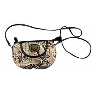 Sharif Leather Crossbody Bag Pink Snakeskin Print Multicolor Gold Hardware Purse
